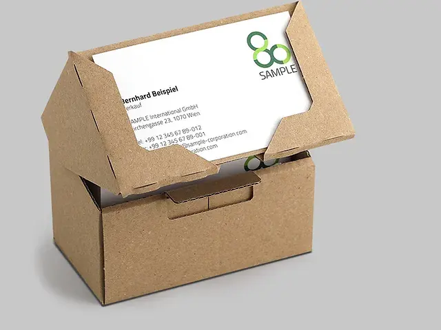 Business cards in a kraft box