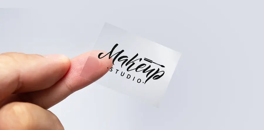 Transparent sticker on a fingertip