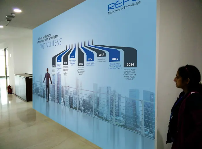 Printed wall graphic in an office